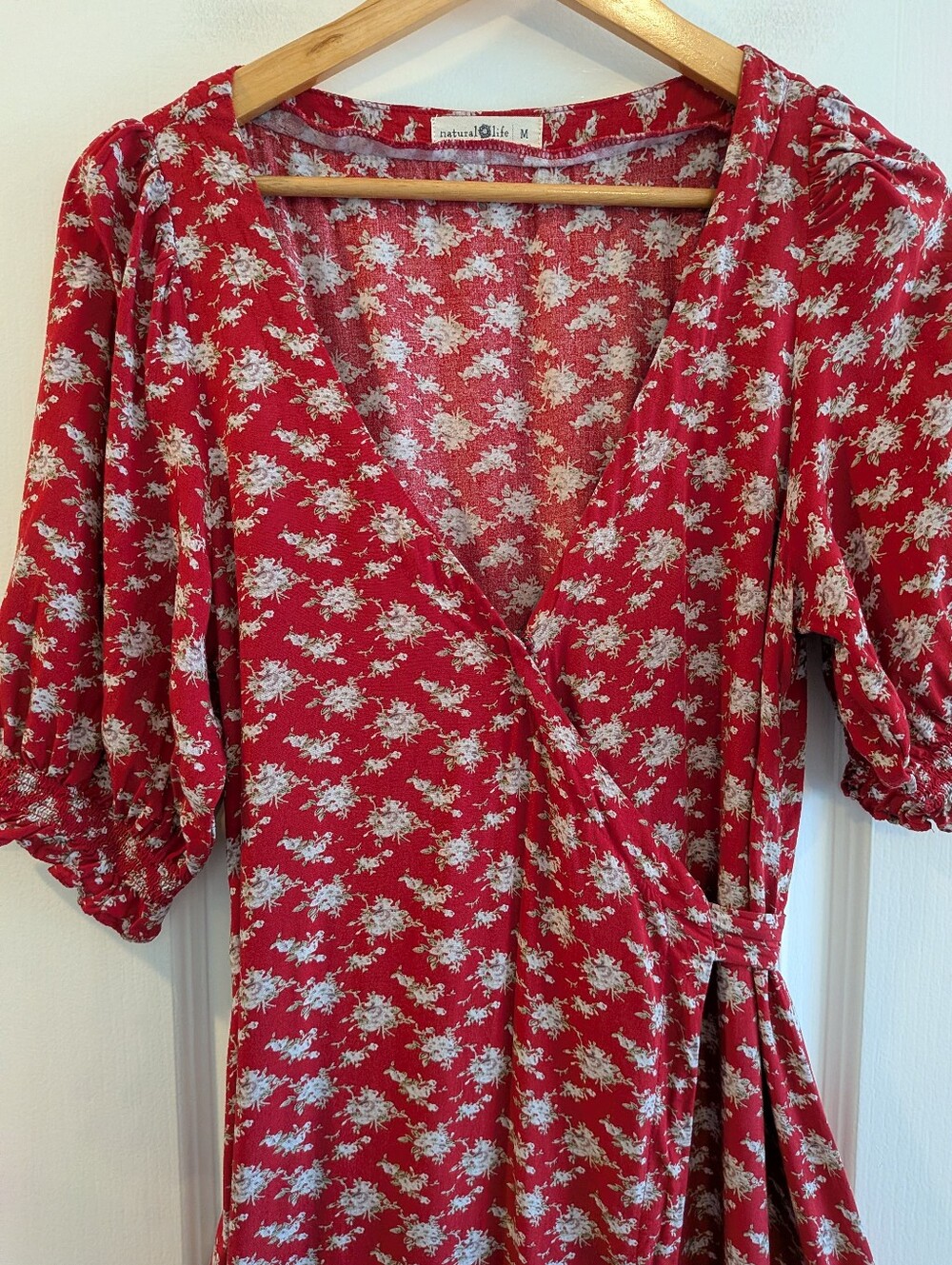 Natural Life Sophia Ditsy Floral Wrap Maxi Dress Red Country Cottagecore Size M - Picture 4 of 15